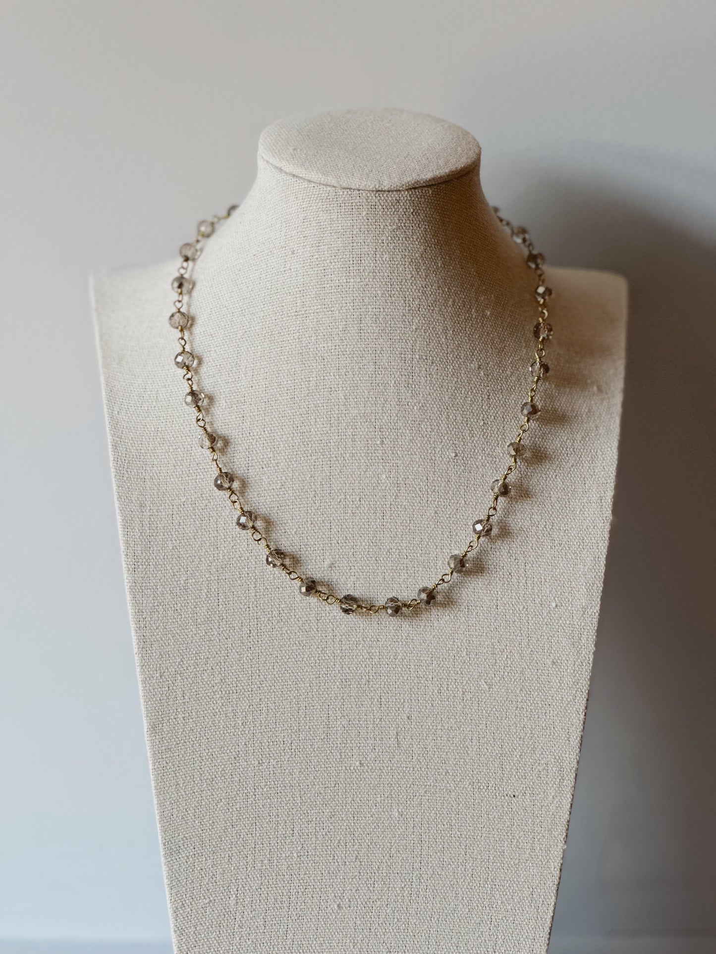 Grey & Gold Layering Beaded Necklace