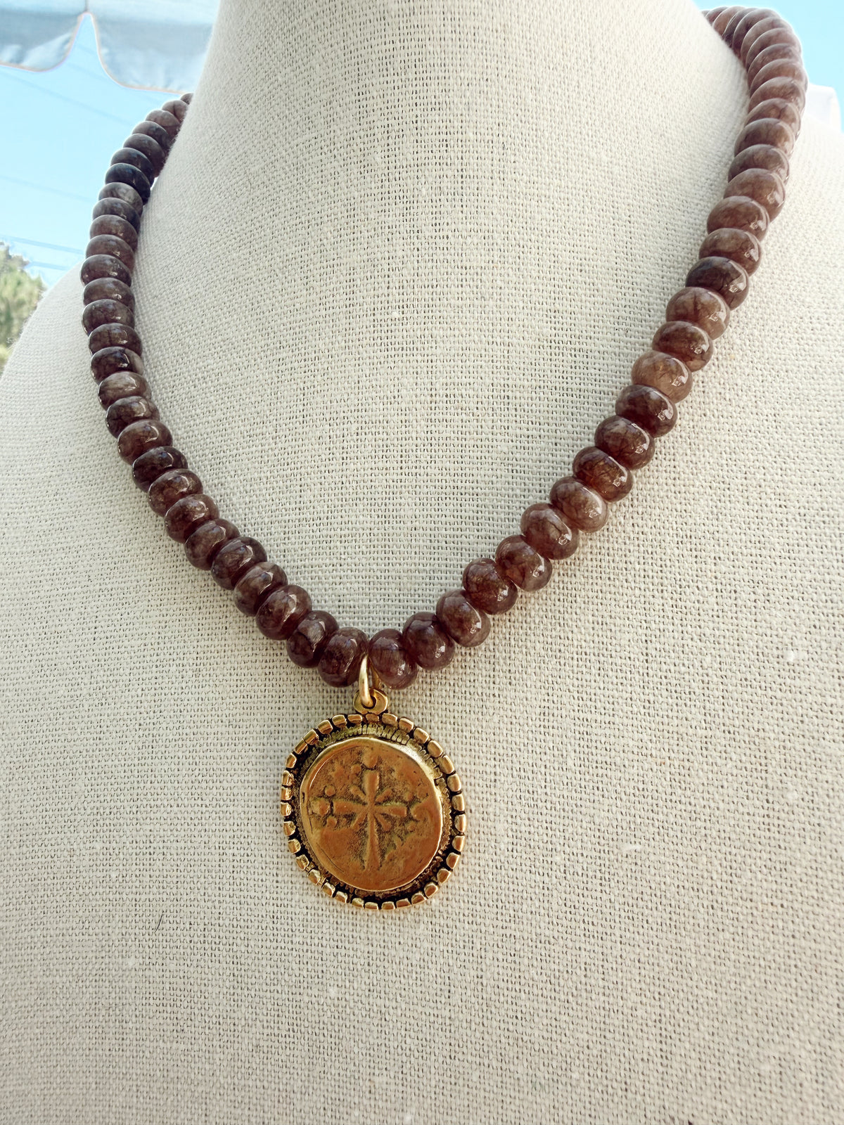 Ember Cross Beaded Necklace