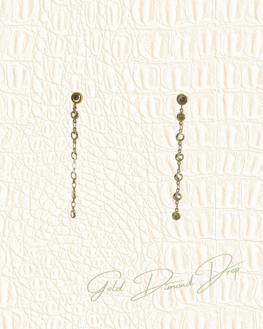 Gold Dimond Drop Earring