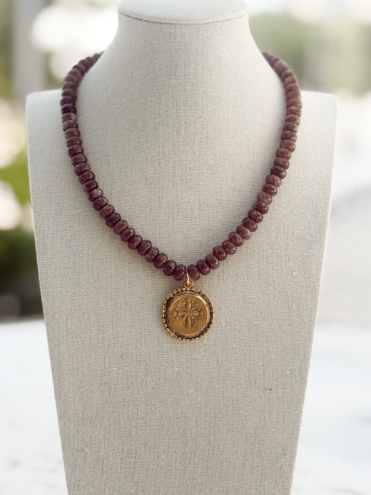 Ember Cross Beaded Necklace